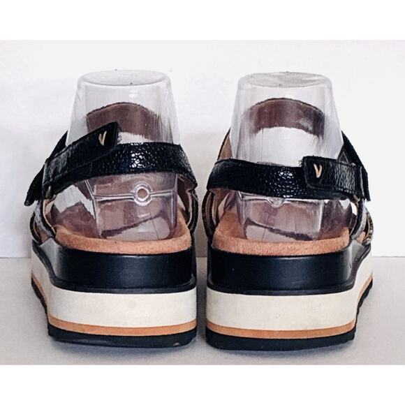 Wmns Vionic Brielle Ray Snakeskin Hook & Loop Sz 8 Black White Strappy Platform - Picture 5 of 8